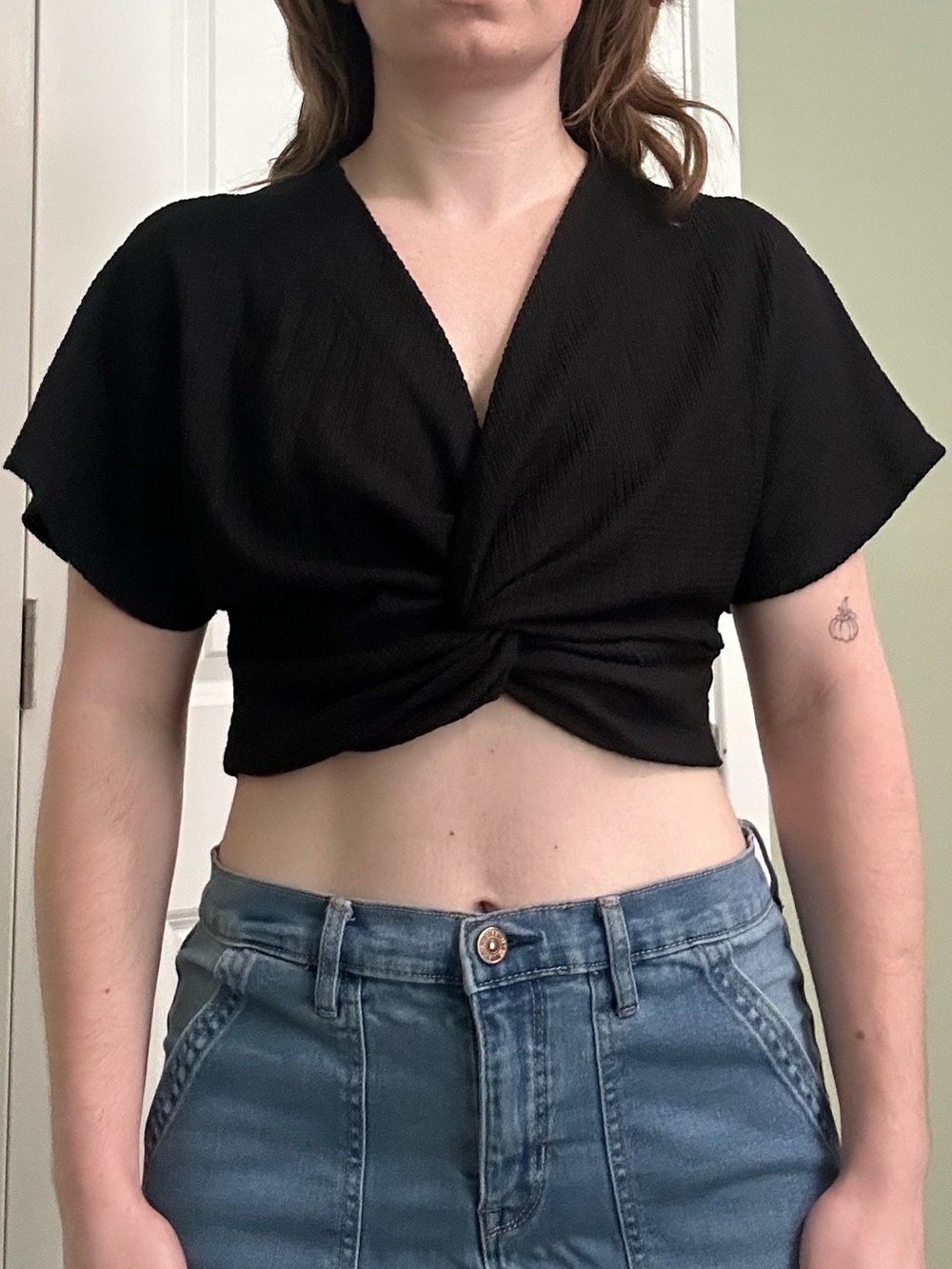 Black Twist-Front Crop Top